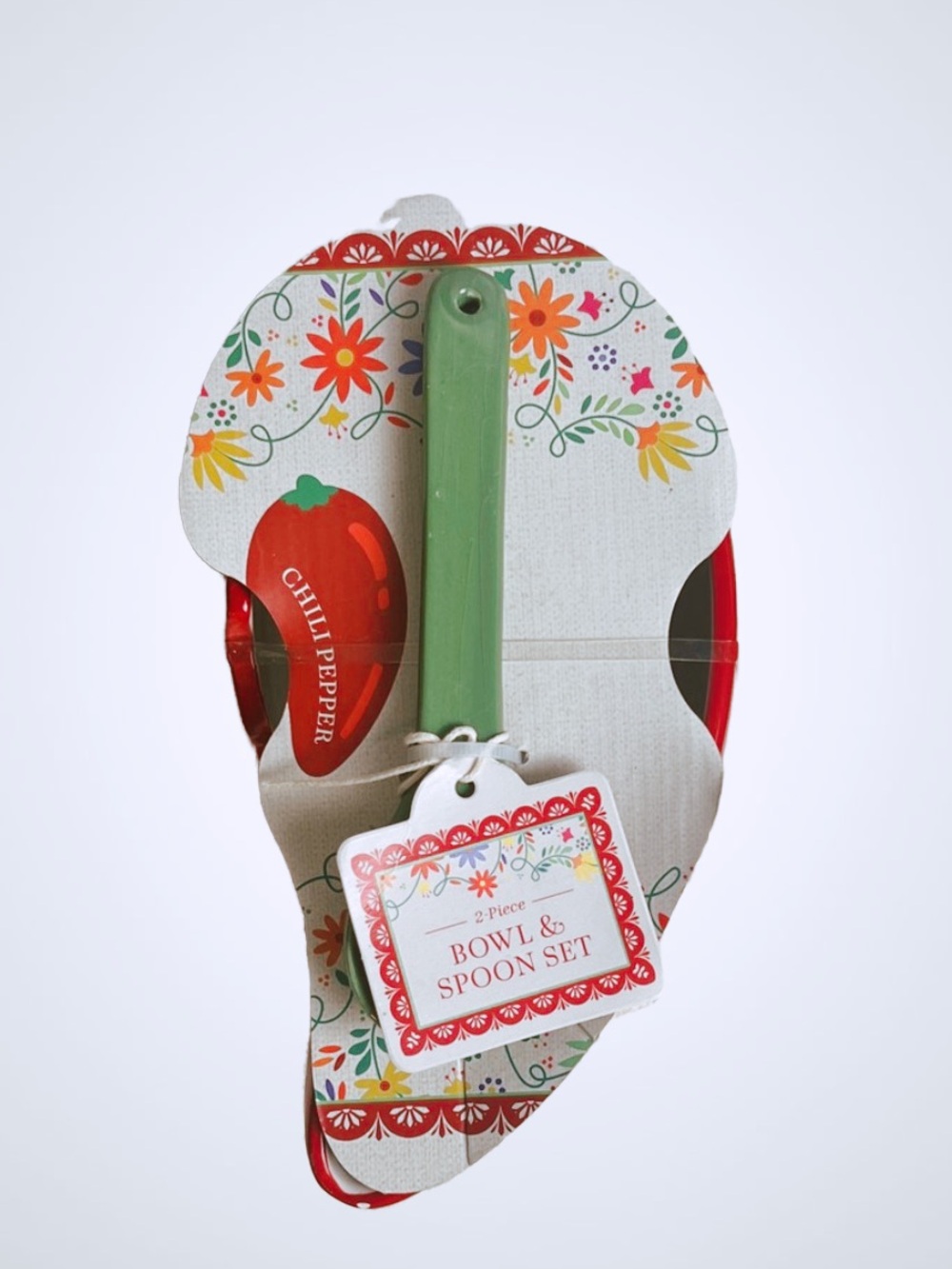 Chili Pepper Bowl & Spoon Set - Red Bowl with Green Spoon